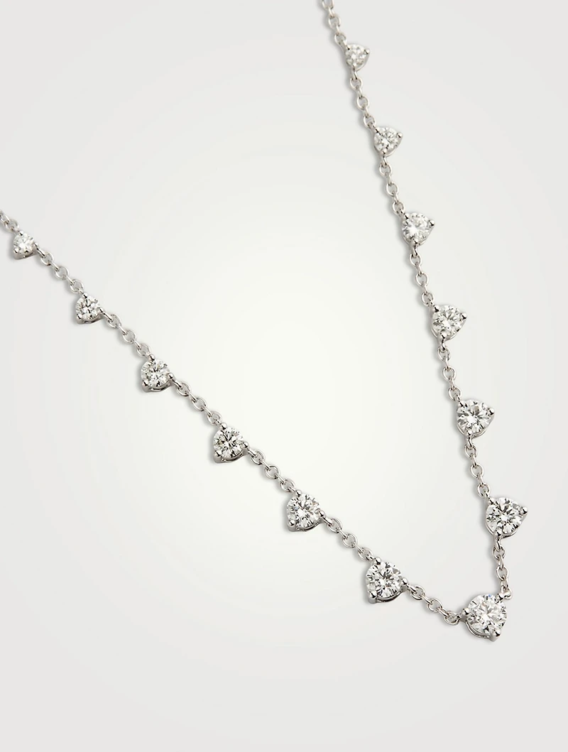 Essentials 18K White Gold 13-Stone Necklace With Diamonds