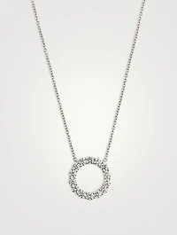 18K White Gold Circle Necklace With Diamonds
