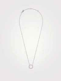 18K White Gold Circle Necklace With Diamonds