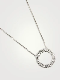 18K White Gold Circle Necklace With Diamonds