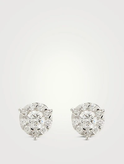 Bouquet 18K White Gold Three-Prong Stud Earrings