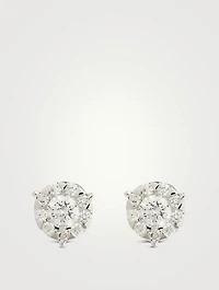 Bouquet 18K White Gold Three-Prong Stud Earrings