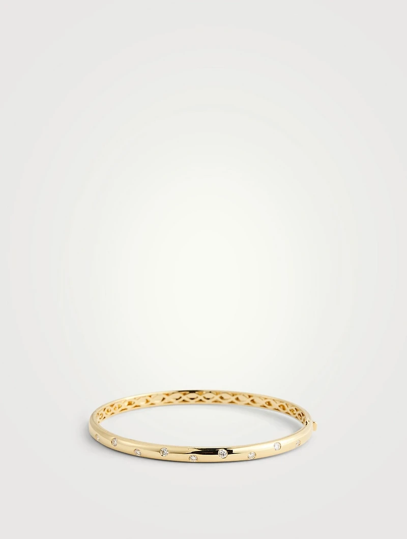 Gypsy 18K Gold Bangle Bracelet With Diamonds