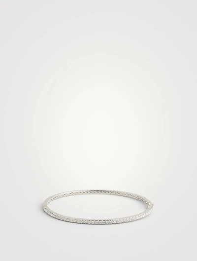 18K White Gold Shared-Prong Diamond Bangle Bracelet