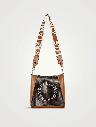 Mini Stella Logo Herringbone Crossbody Bag