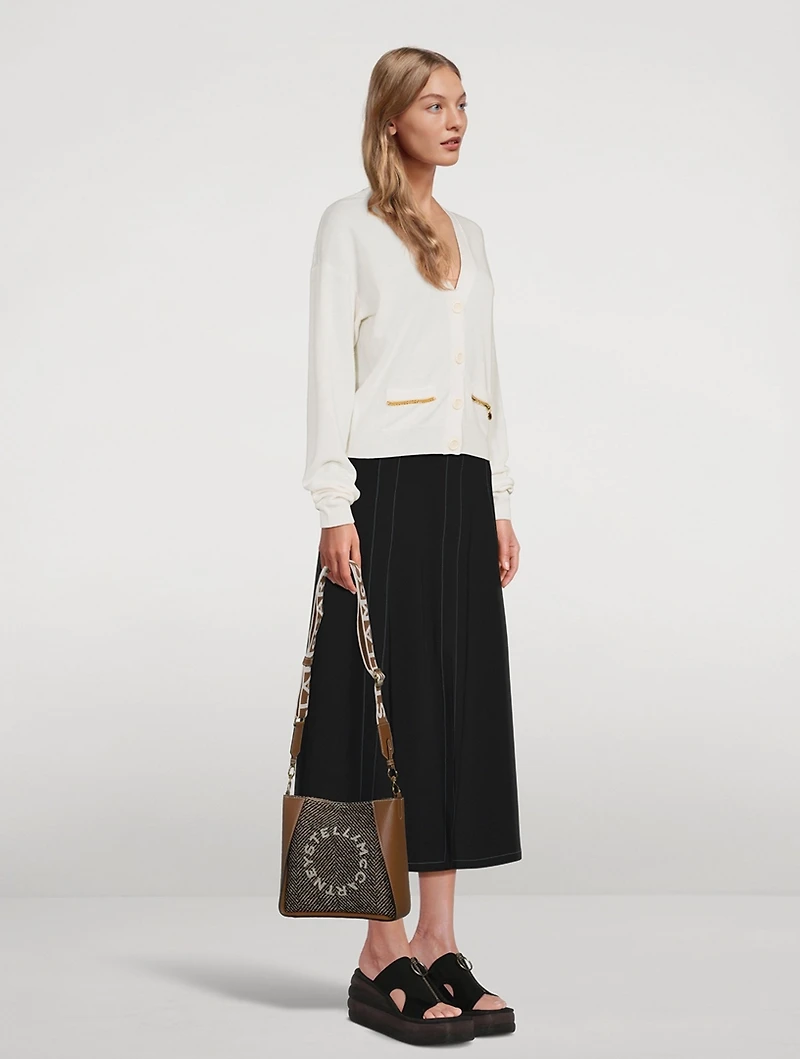 Mini Stella Logo Herringbone Crossbody Bag