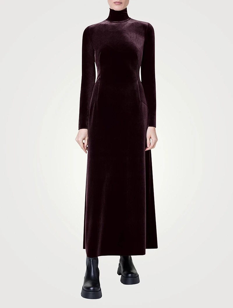 Velvet Mockneck Maxi Dress