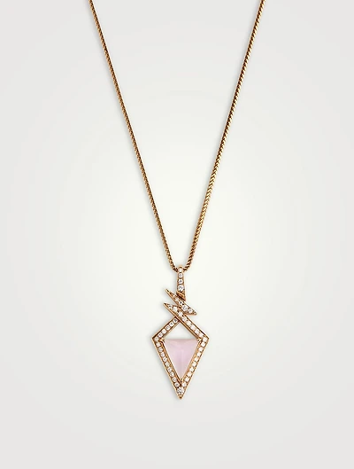 Lady Stardust 18K Rose Gold Necklace With Quartz Pink Opal And Diamonds