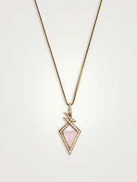 Lady Stardust 18K Rose Gold Necklace With Quartz Pink Opal And Diamonds