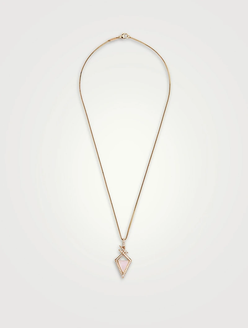 Lady Stardust 18K Rose Gold Necklace With Quartz Pink Opal And Diamonds