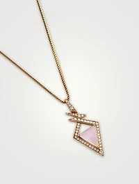 Lady Stardust 18K Rose Gold Necklace With Quartz Pink Opal And Diamonds