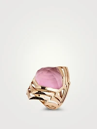 Lady Stardust 18K Rose Gold Resort Ring With Quartz Pink Opal