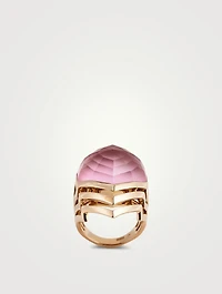 Lady Stardust 18K Rose Gold Resort Ring With Quartz Pink Opal