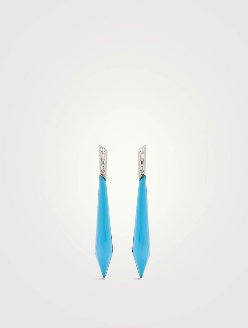CH2 18K White Gold Stiletto Earrings With Clear Quartz And Diamonds