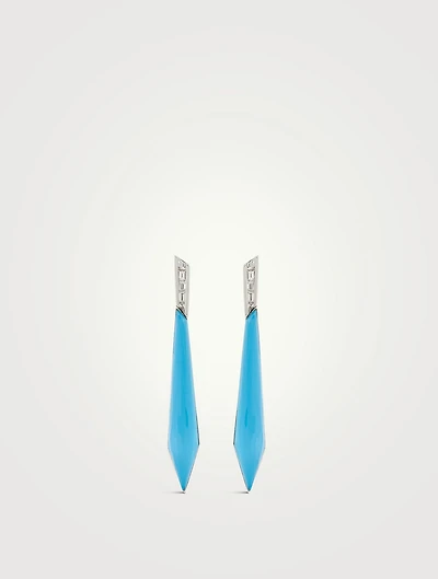 CH2 18K White Gold Stiletto Earrings With Clear Quartz And Diamonds