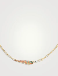 CH2 18K Gold Shard Slimline Linked Choker With Clear Quartz And Diamonds