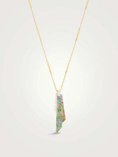 CH2 18K Gold Shard Pendant Necklace With Clear Quartz And Diamonds