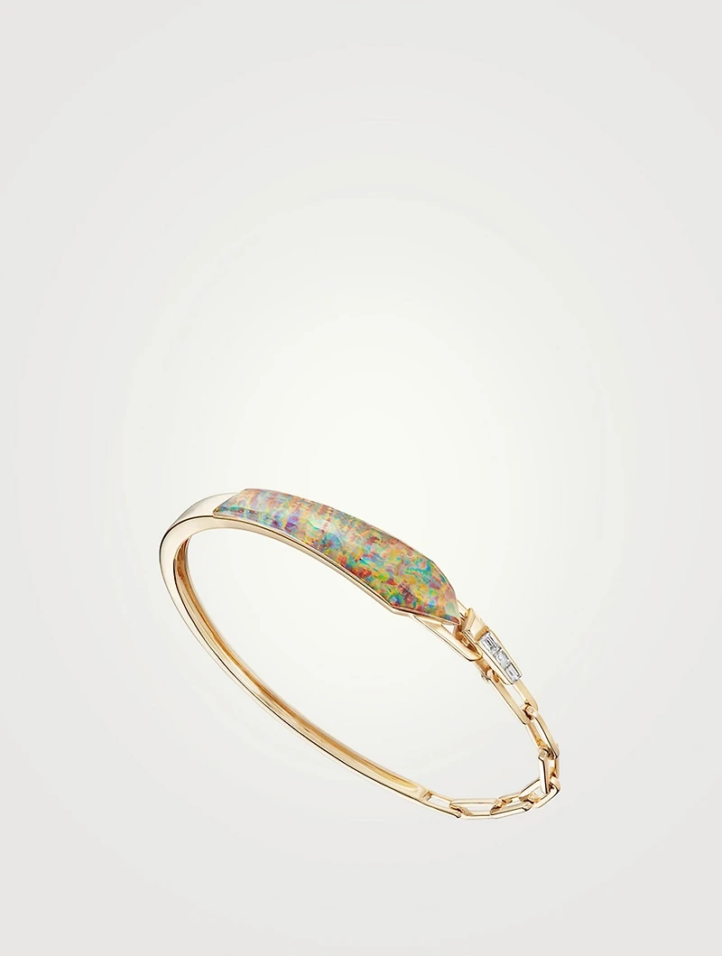 CH2 18K Gold Shard Slimline Linked Bracelet With Clear Quartz And Diamonds