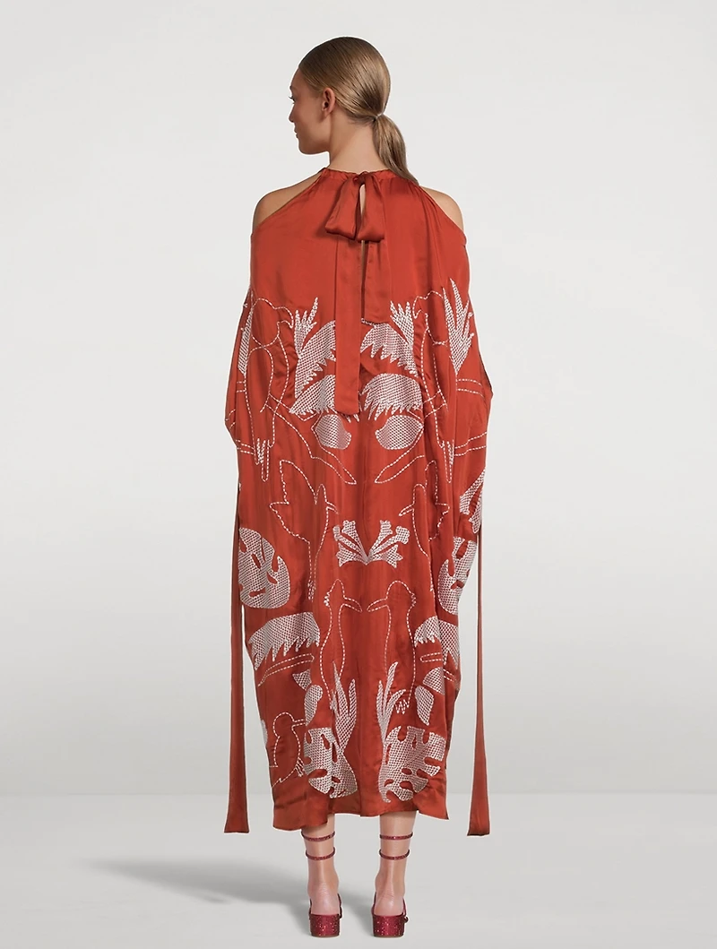 Three Ways Embroidered Kaftan Chili Print