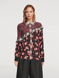 Floral Collage Ruffled Shirt