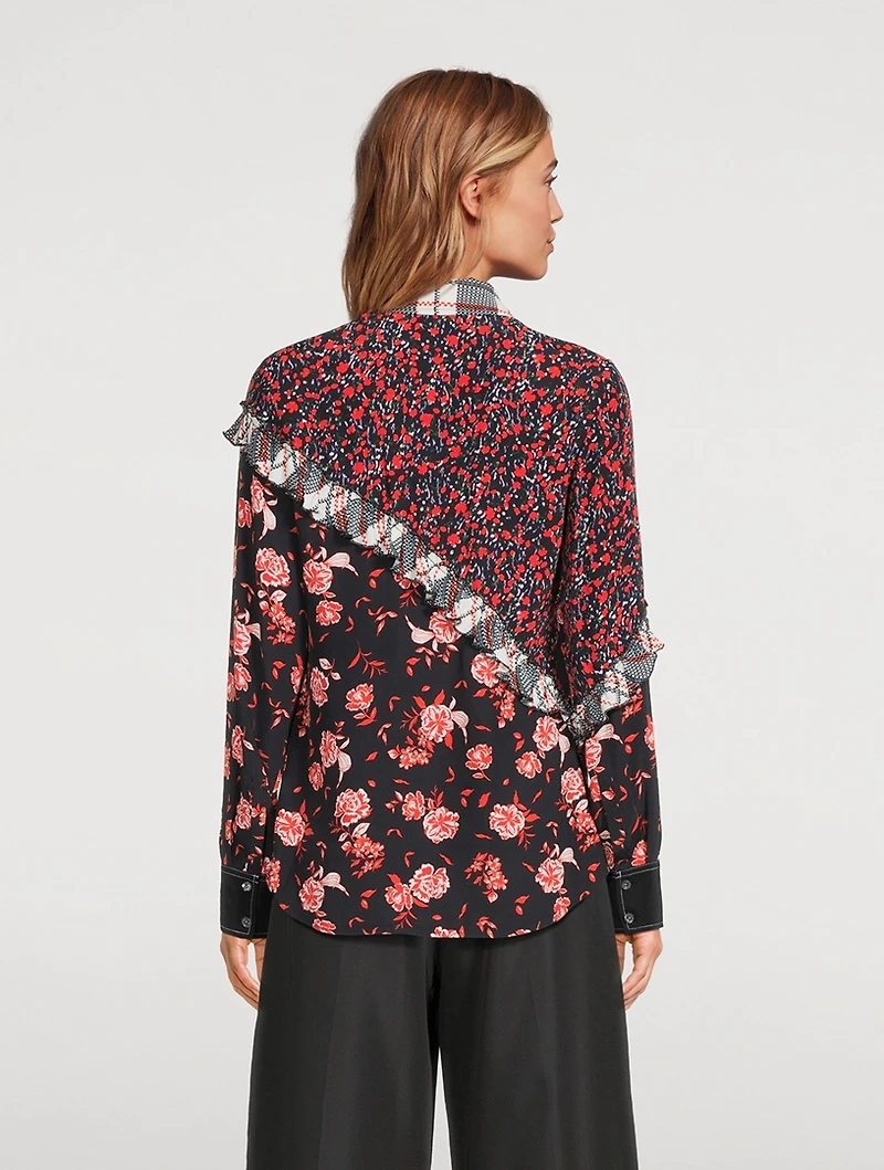 Floral Collage Ruffled Shirt