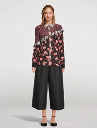 Floral Collage Ruffled Shirt