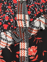 Floral Collage Ruffled Shirt