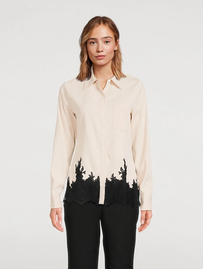 Lace-Trimmed Cady Shirt