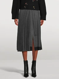 Pleated Flannel Wrap Skirt