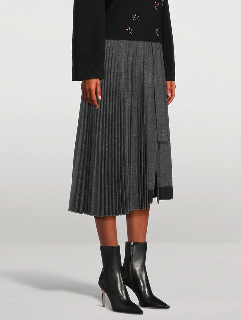 Pleated Flannel Wrap Skirt