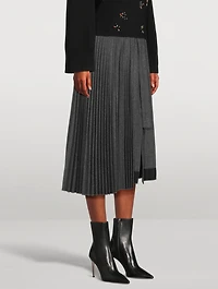 Pleated Flannel Wrap Skirt