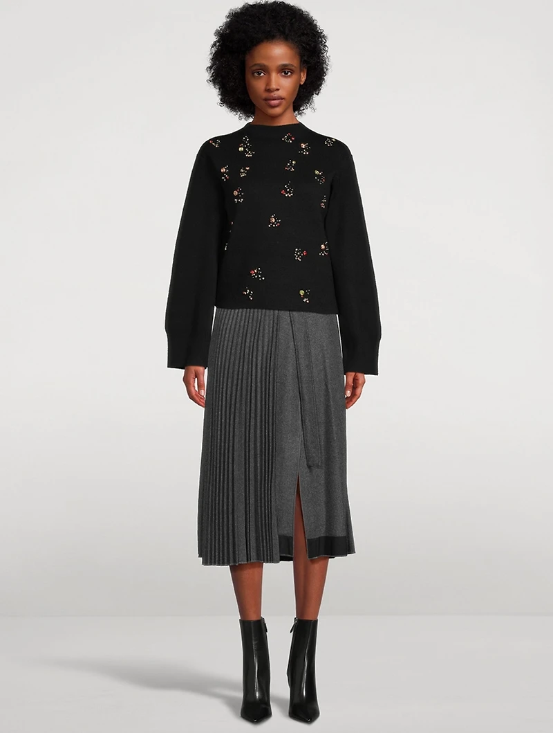Pleated Flannel Wrap Skirt