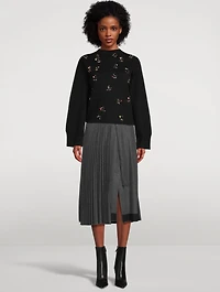 Pleated Flannel Wrap Skirt