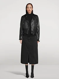 Belted Leather Biker Jacket