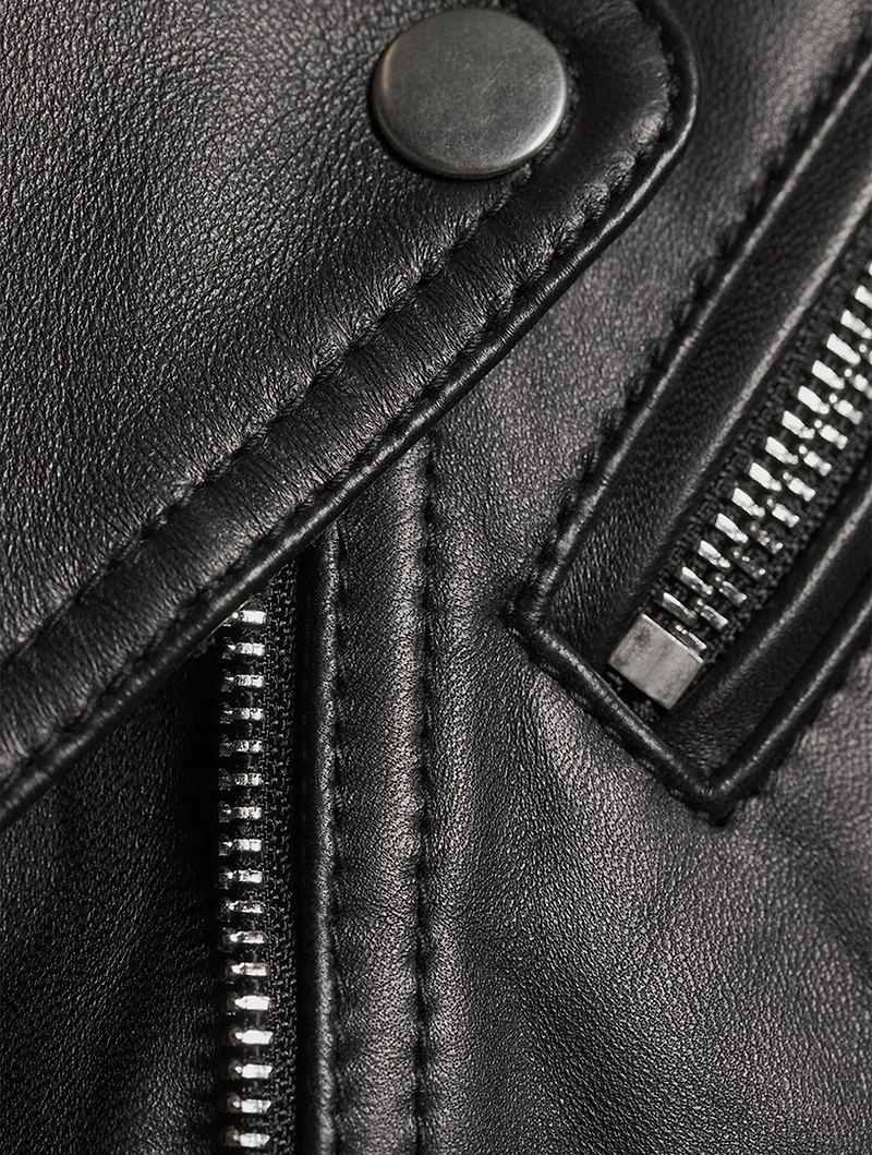 Belted Leather Biker Jacket