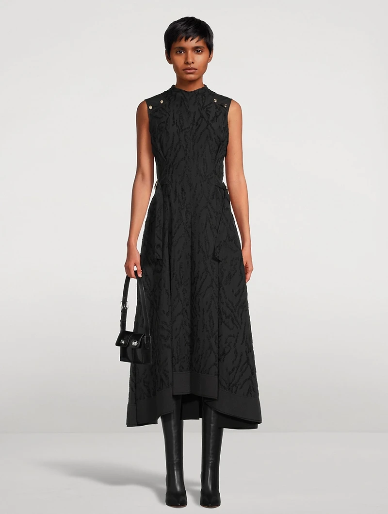 Shadow Vines Jacquard Midi Dress