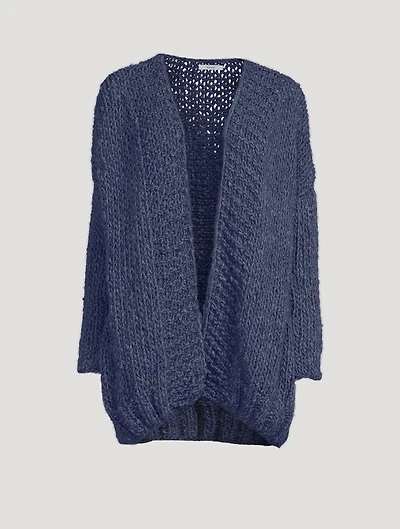 Superfine Curly Alpaca-Blend Cardigan