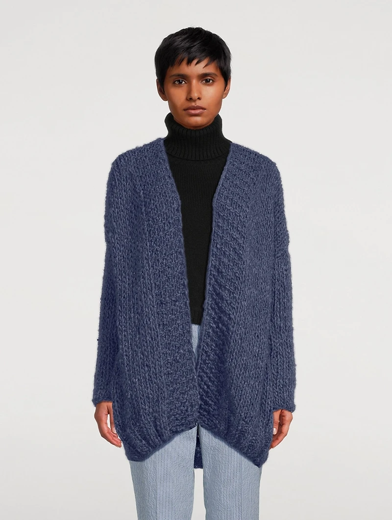 Superfine Curly Alpaca-Blend Cardigan
