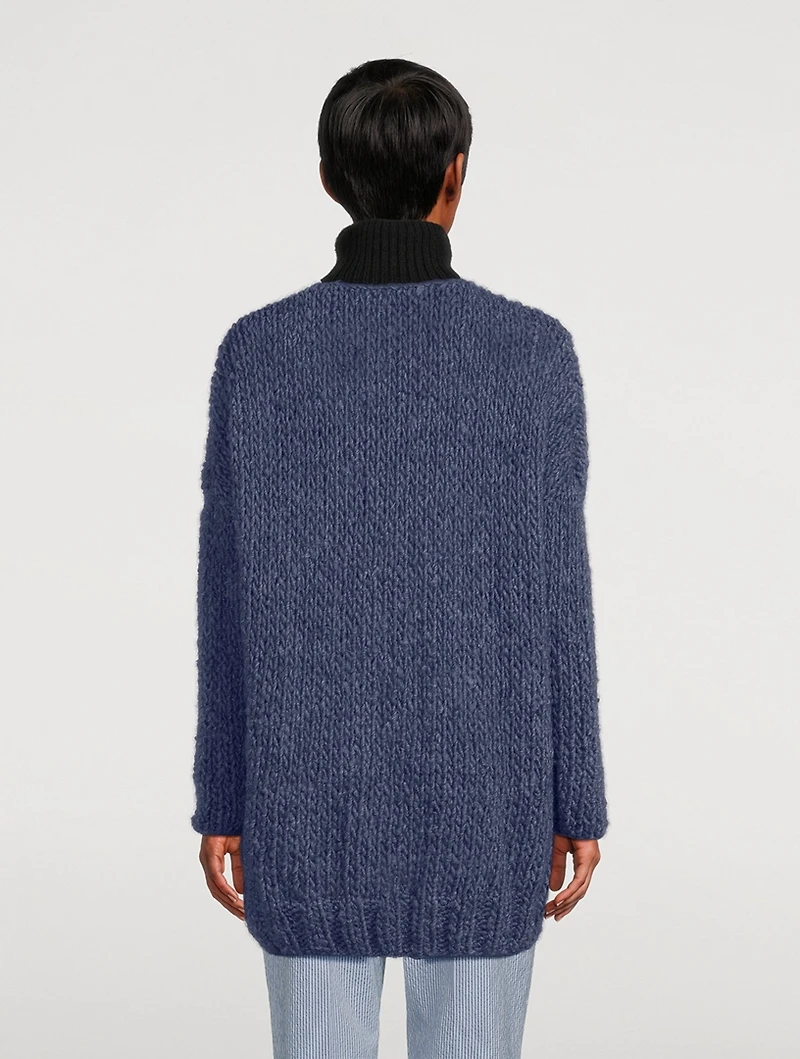 Superfine Curly Alpaca-Blend Cardigan