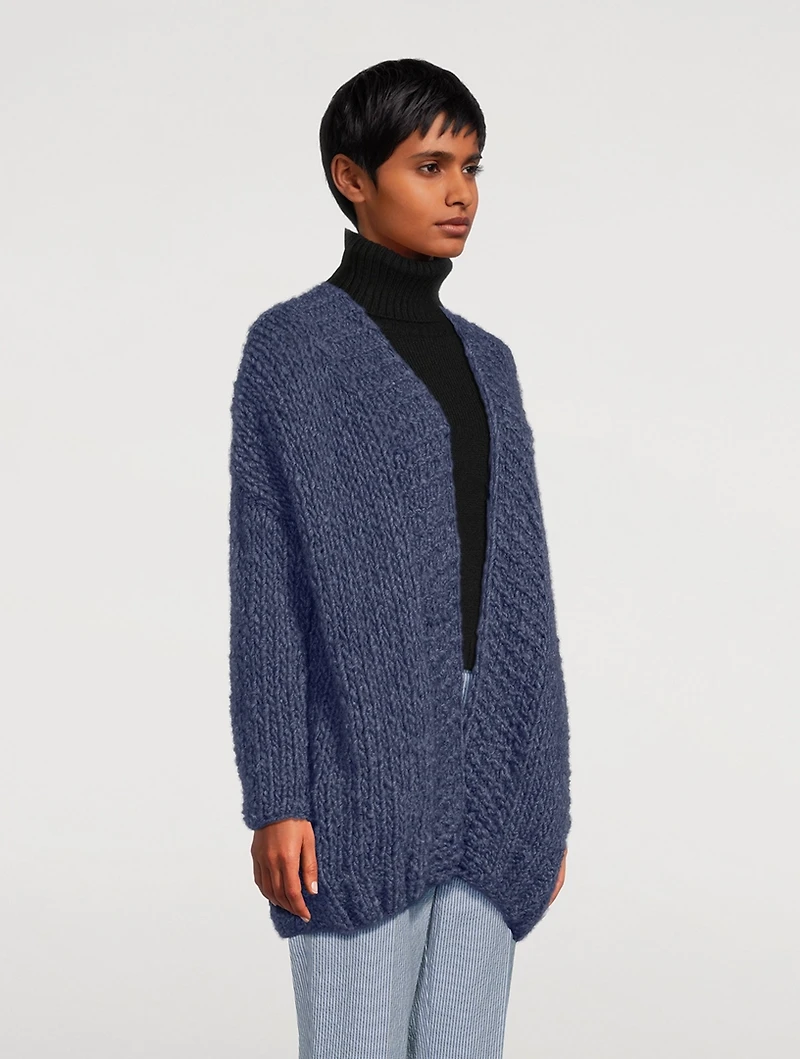 Superfine Curly Alpaca-Blend Cardigan