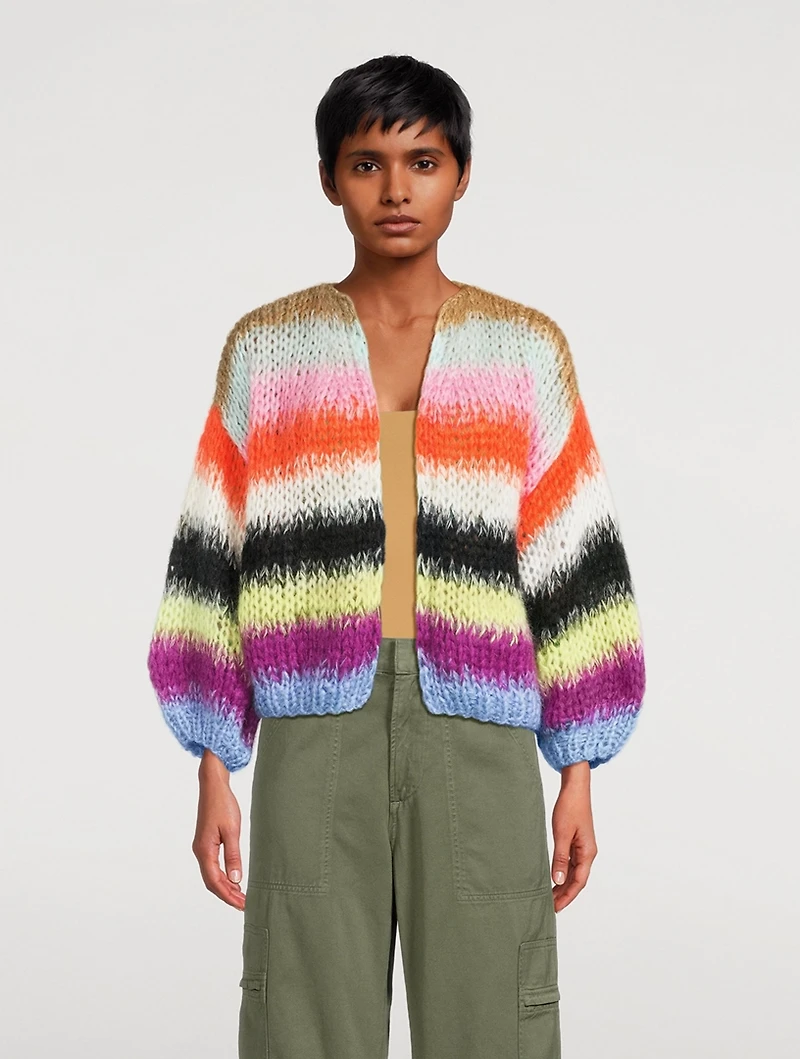 Mohair-Blend Bomber Cardigan