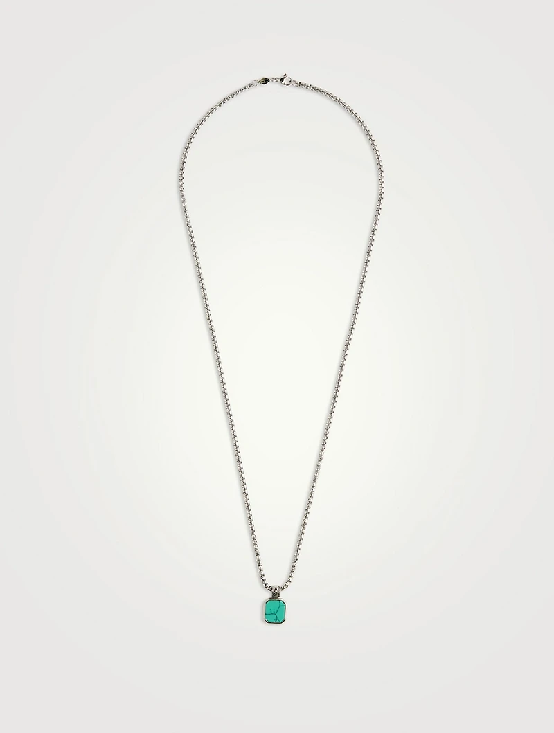 Square Turquoise Pendant Necklace