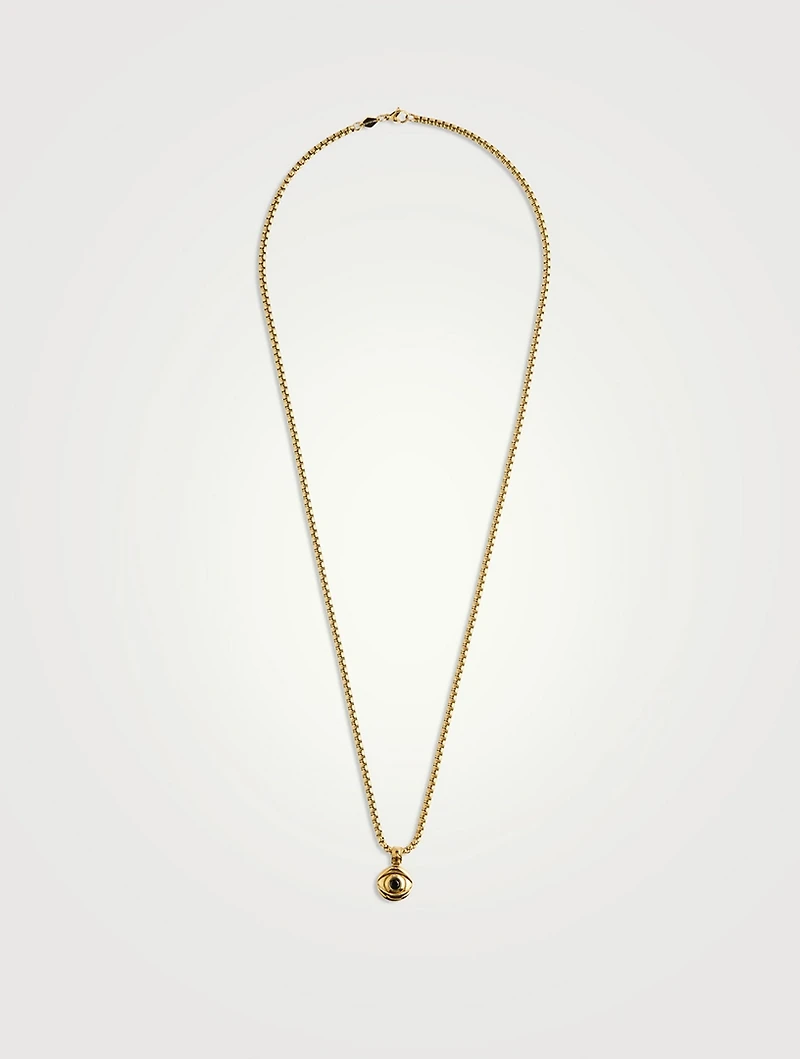 Evil Eye Coin Necklace With Black Stone