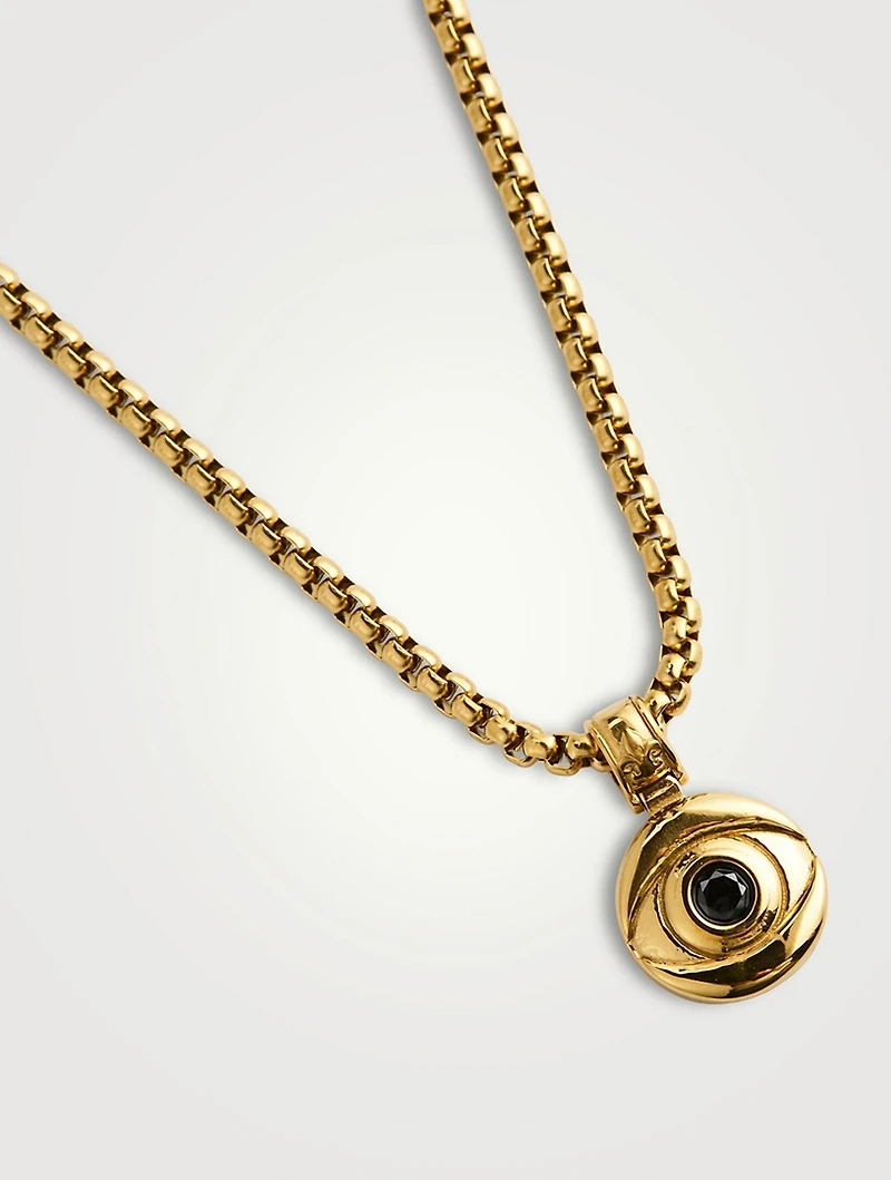 Evil Eye Coin Necklace With Black Stone