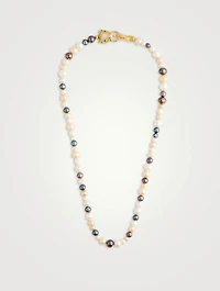 Rainbow Pearl Necklace With Gold Plated Panther Head Lock