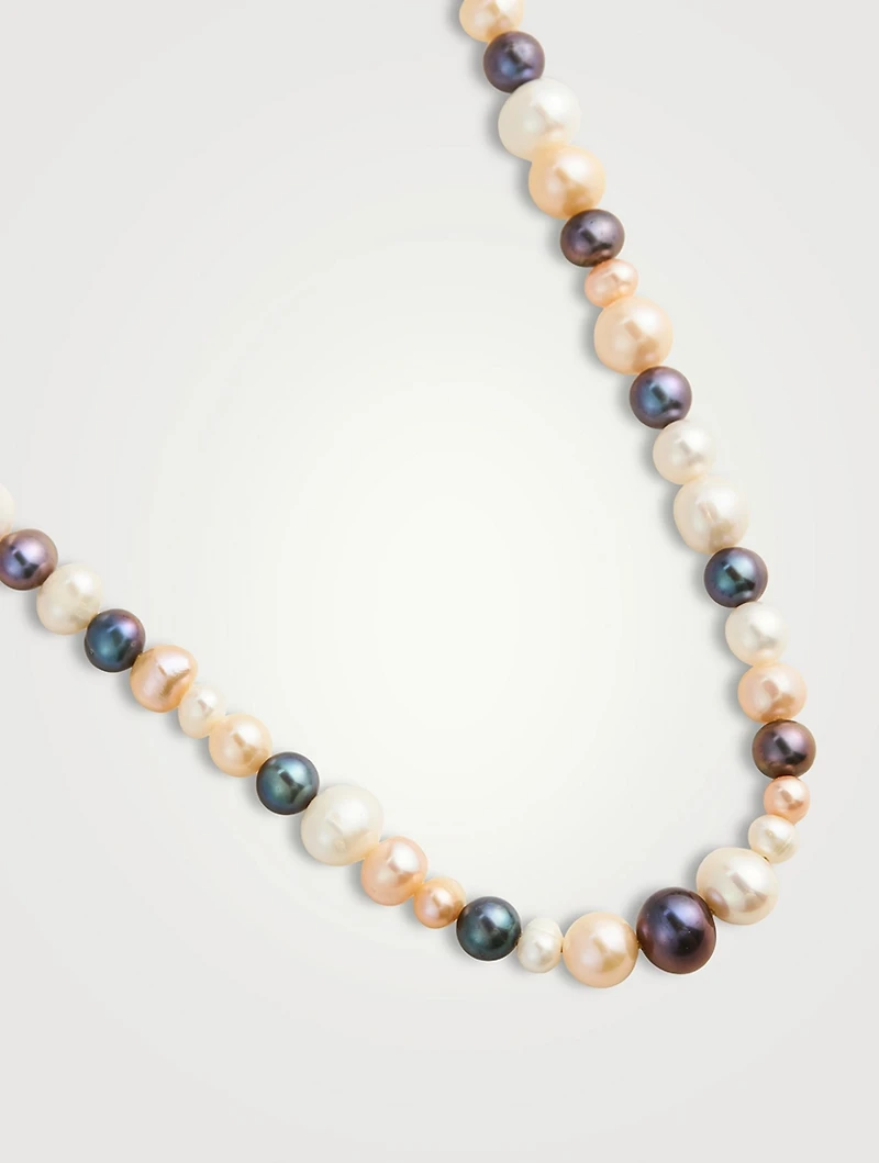 Rainbow Pearl Necklace With Gold Plated Panther Head Lock