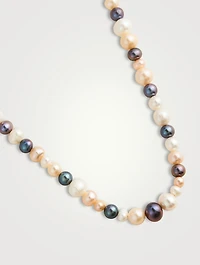Rainbow Pearl Necklace With Gold Plated Panther Head Lock