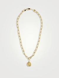 Paperclip Chain Necklace With Lion Coin Pendant