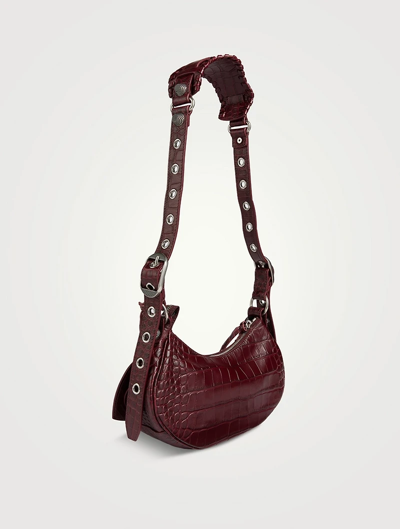 XS Le Cagole Croc-Embossed Leather Shoulder Bag
