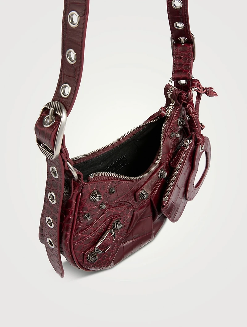 XS Le Cagole Croc-Embossed Leather Shoulder Bag